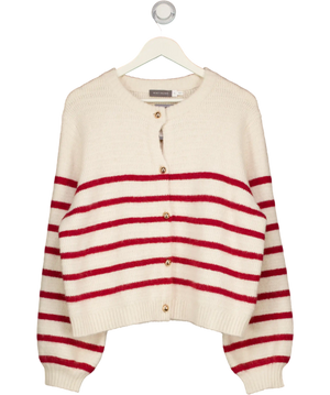 MINT VELVET Cream / Red Stripe Knit Cardigan UK XL