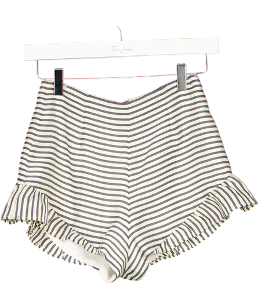 NBD RevolveGrey & White Striped frill detail shorts UK XS
