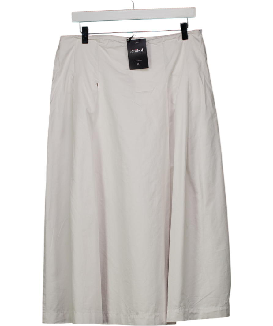 ZARA White Pleated Midi Skirt UK L