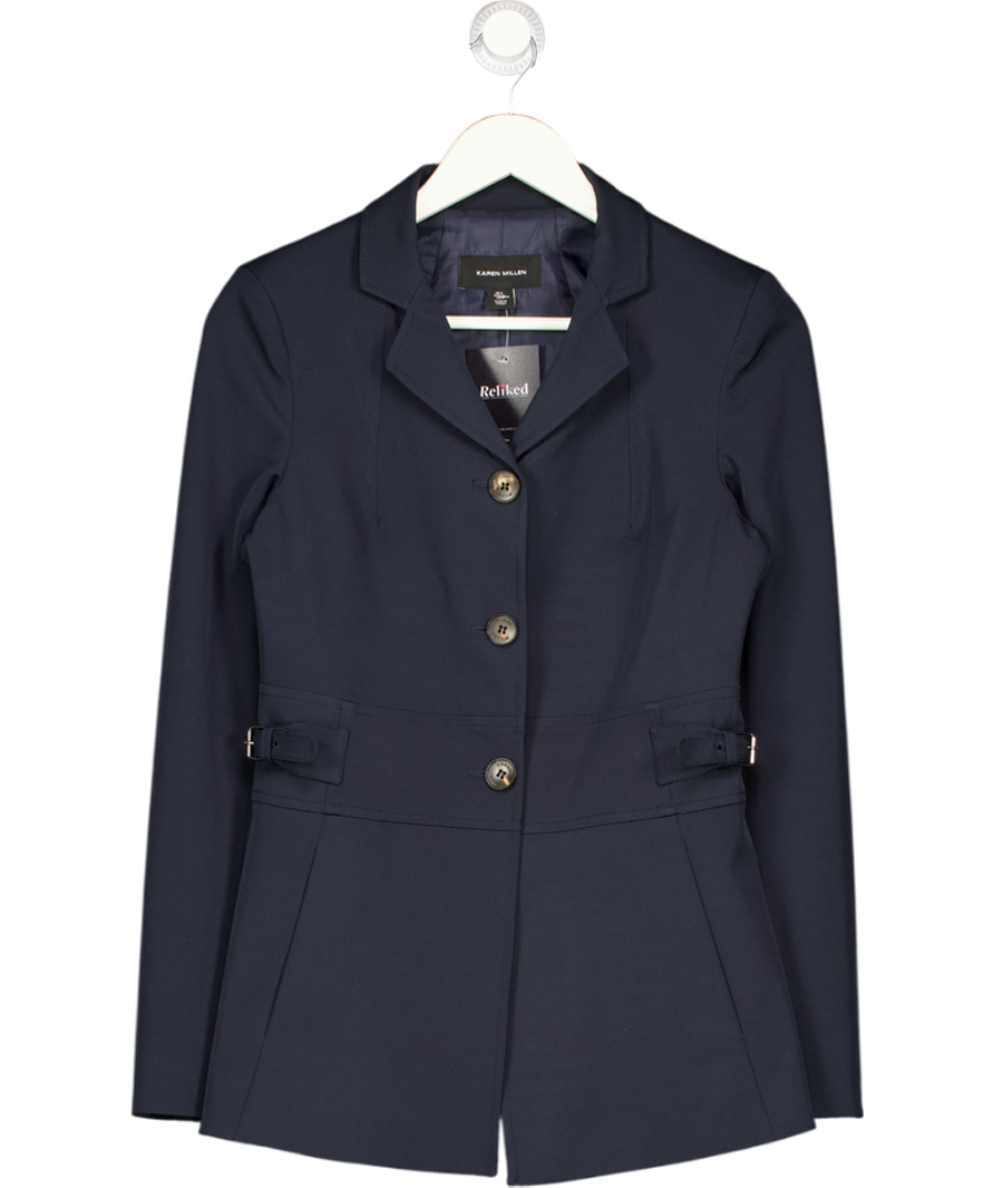 Karen Millen Navy Blue Buckle Detail Blazer UK 8