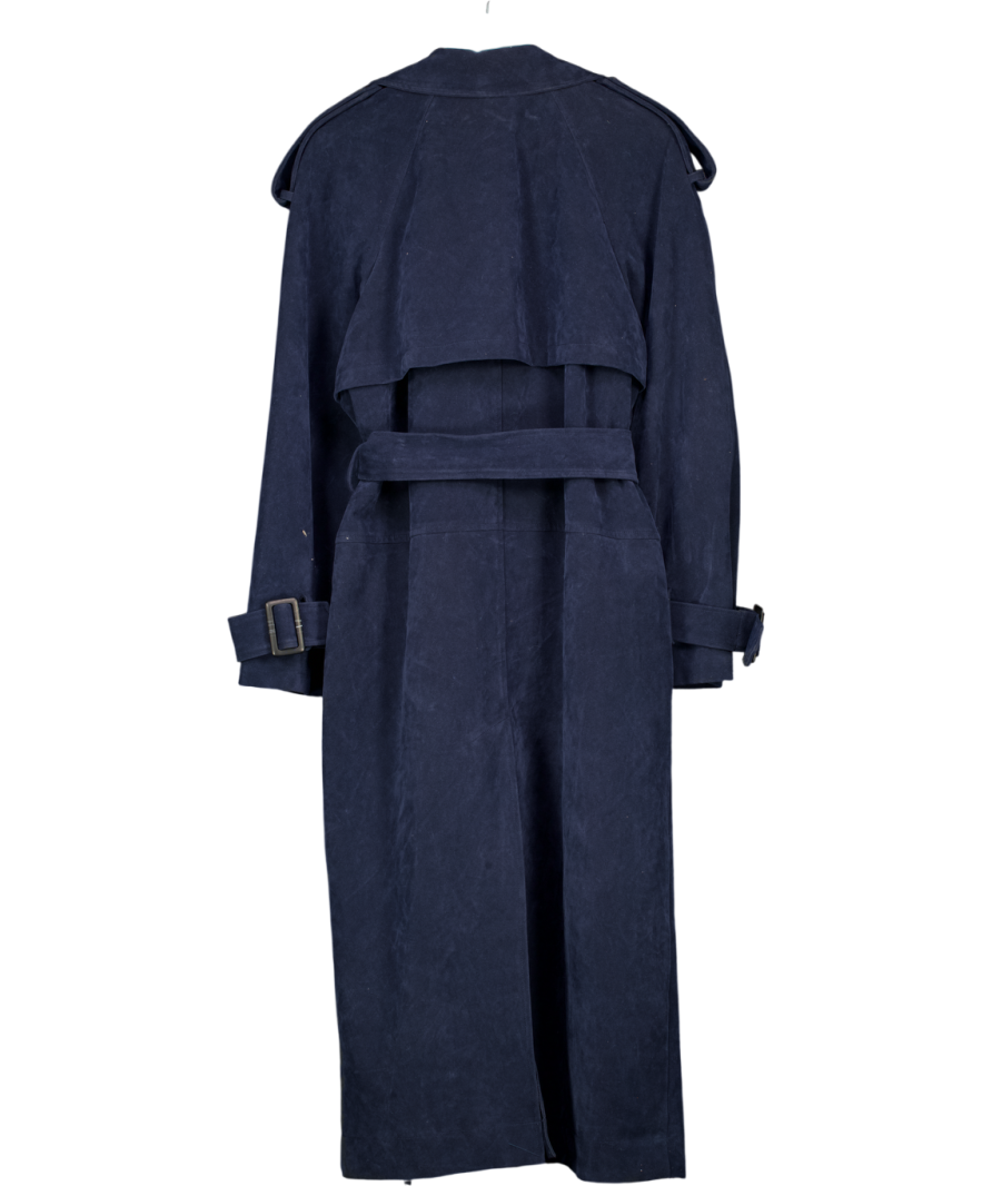 Topshop Blue Longline Oversized Faux Suede Trench Coat UK S