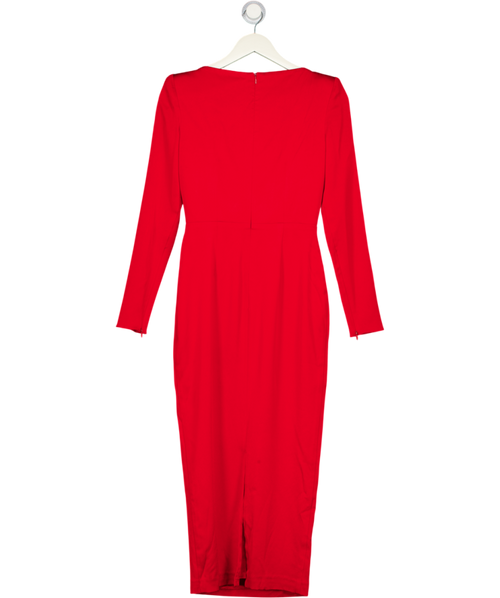 ALEX PERRY Red Square Neck Dellen Satin-crepe Corset Midi Dress UK 8
