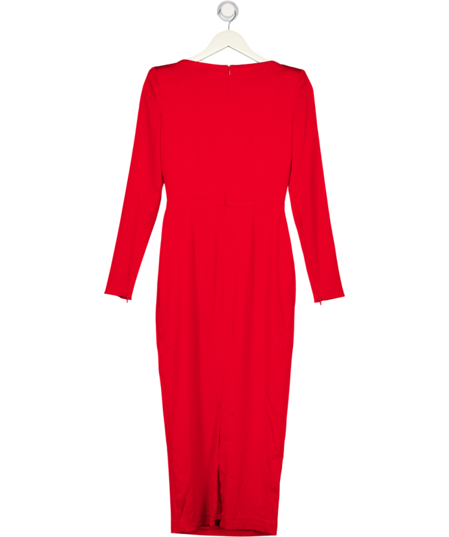 ALEX PERRY Red Square Neck Dellen Satin-crepe Corset Midi Dress UK 8