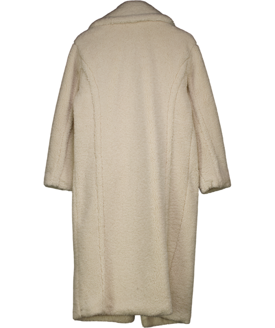 PRETTY LAVISH Cream Oversized Boucle Coat UK S