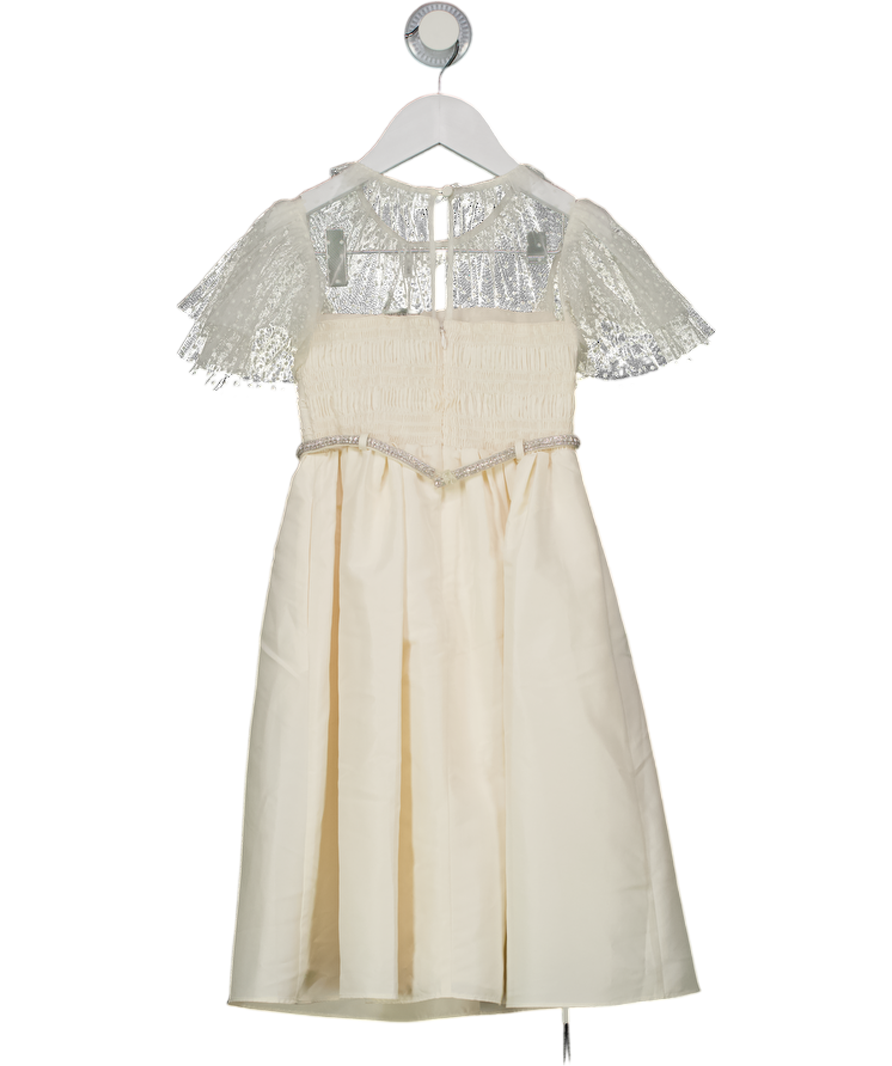 Self-Portrait Cream Ivory Taffetta Dot Mesh Dress 4 Years