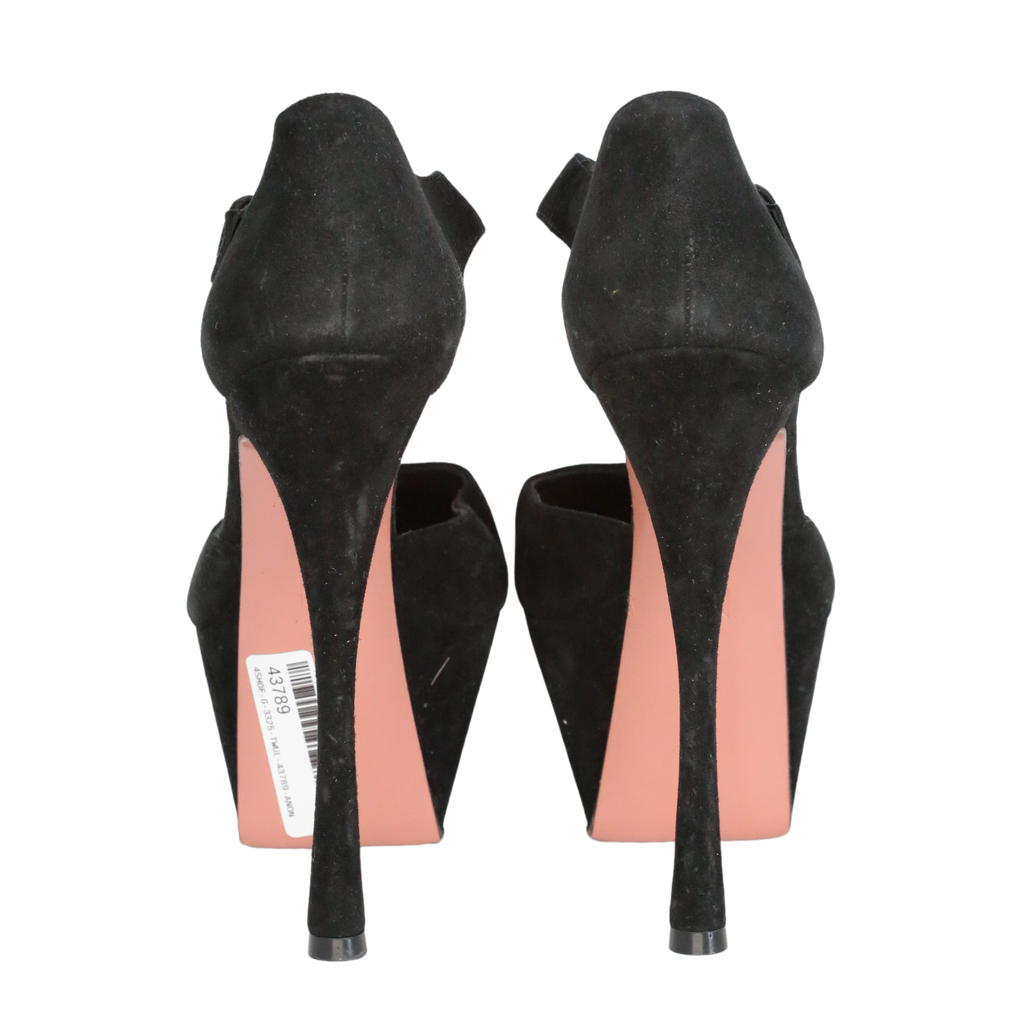Amina Muaddi Black Suede Angelica Heels UK 4 EU 37 👠