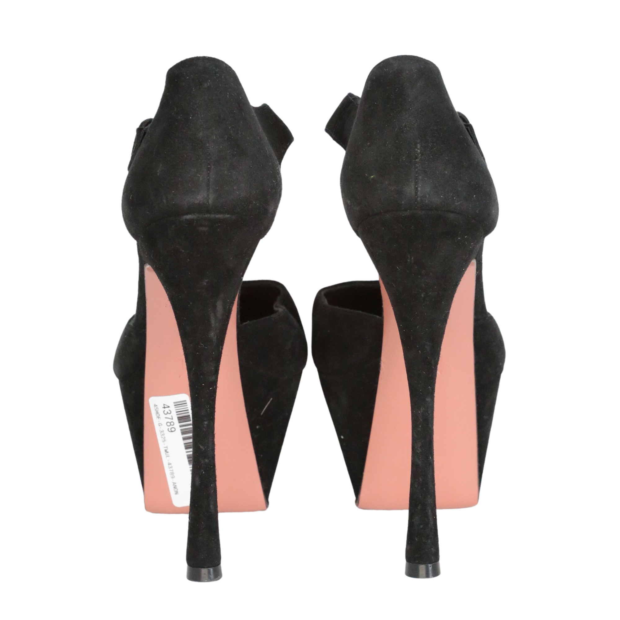 Amina Muaddi Black Suede Angelica Heels UK 4 EU 37 👠
