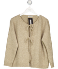 MADE IN ITALY Beige Boucle Knit Tie Front Cardigan UK M