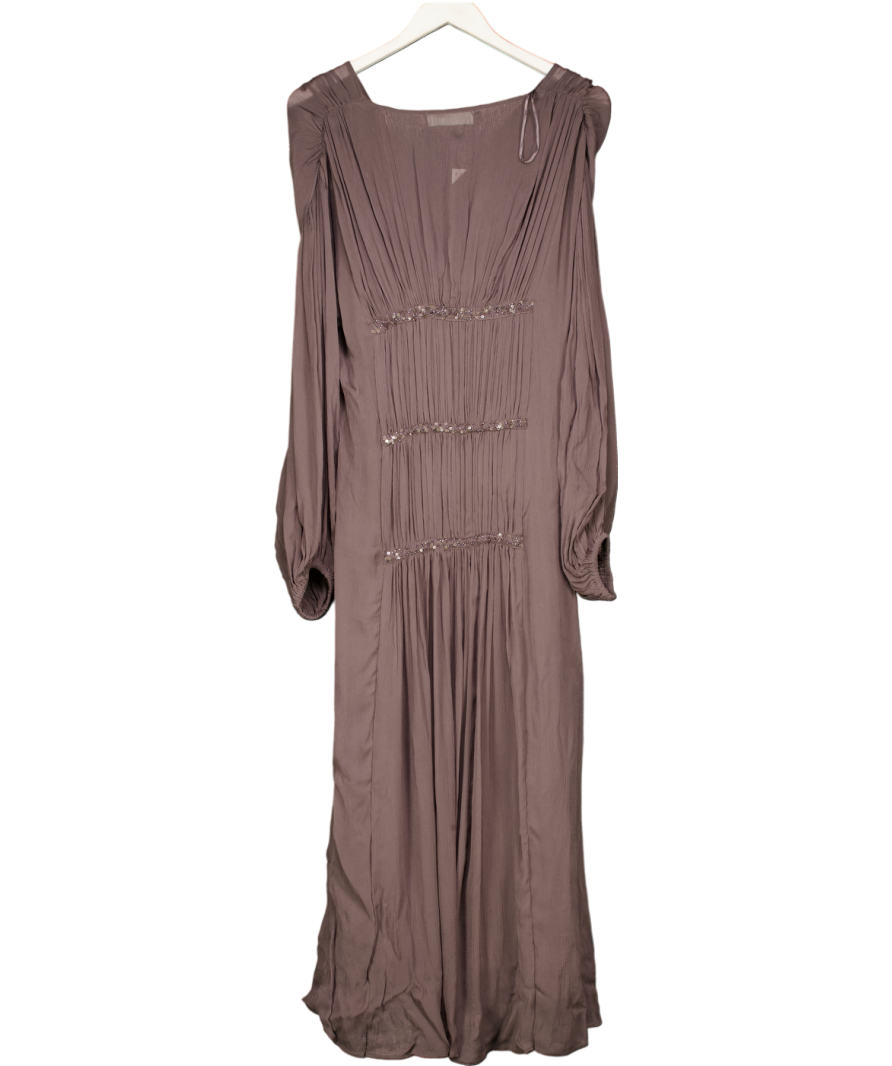 ZARA Brown Embroidered Beaded Dress Zw Collection UK M