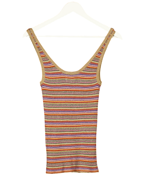 Ba&sh Multicoloured Rainbow Stripe Knit Glitter Tank Sz0 UK 6