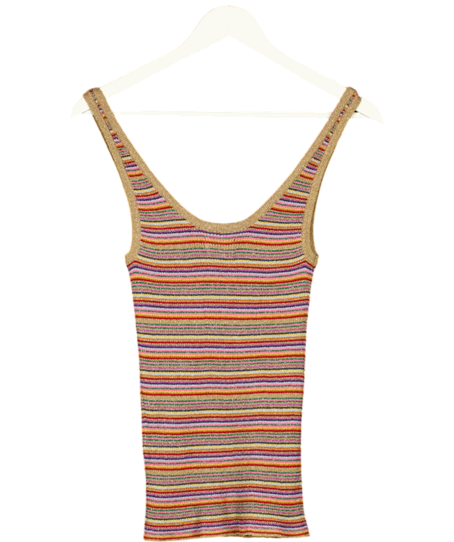 Ba&sh Multicoloured Rainbow Stripe Knit Glitter Tank Sz0 UK 6