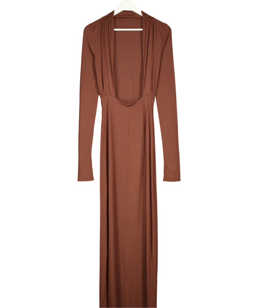 HELSA Brown Jersey Backless Maxi Dress UK S