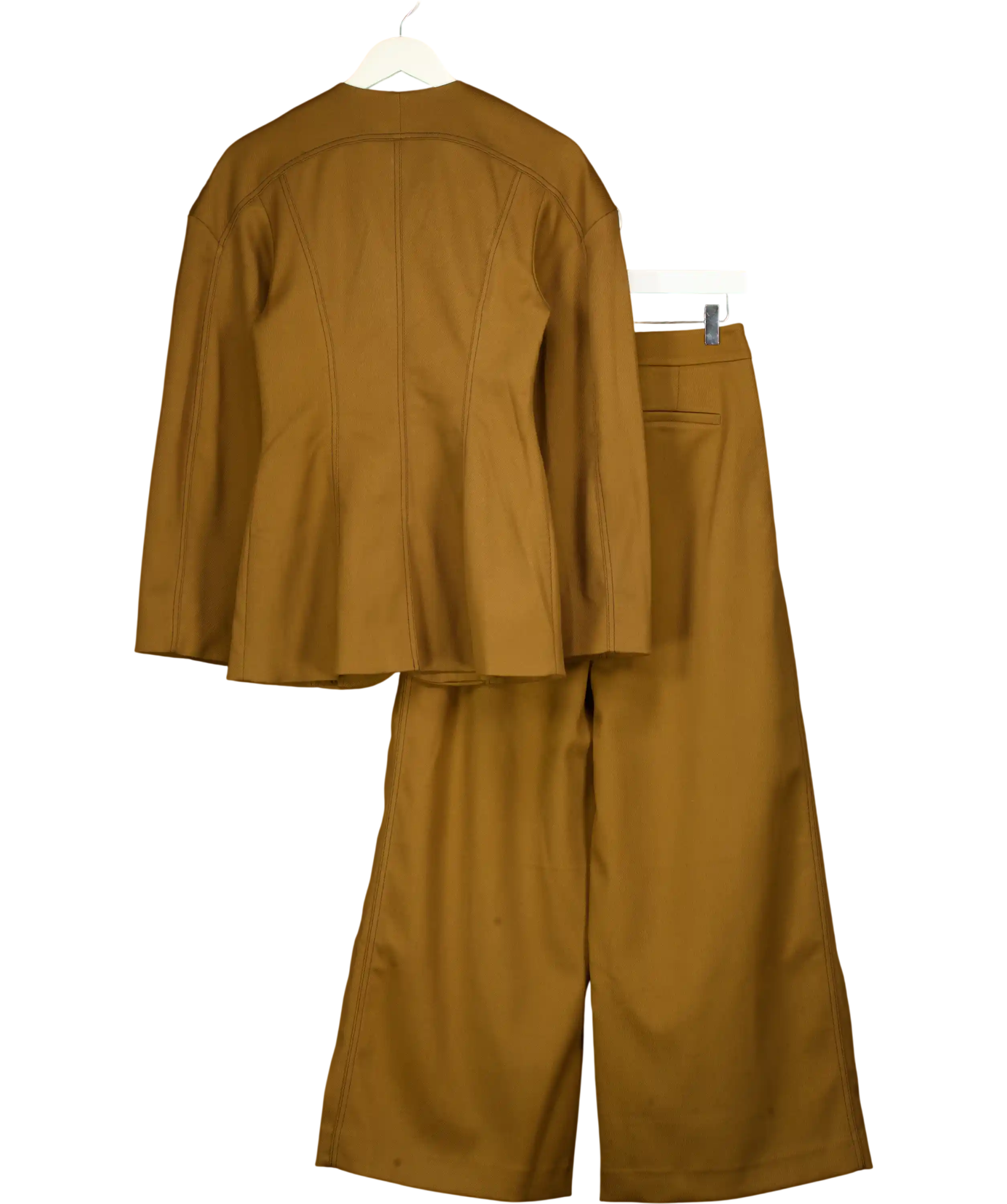 ARRANGE 2-piece Brown Twill Sculpted Blazer & Wide Leg Trouser Set UK 8