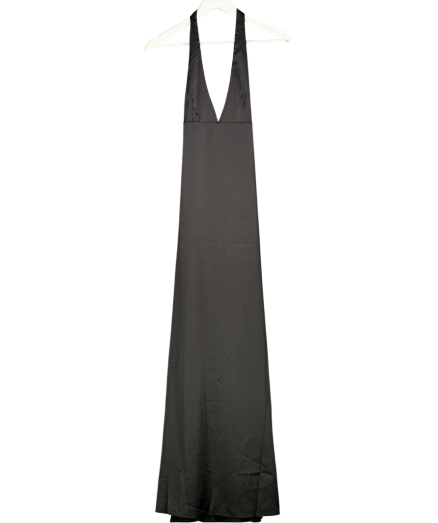 Peppermayo Black Alicia Satin Halter Maxi Dress UK 10