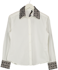 Maje White Shirt With Jacquard Collar And Cuffs UK S