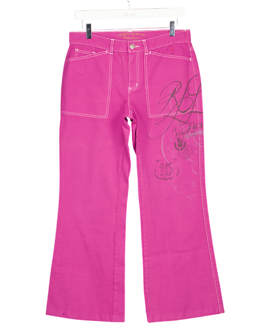 Ralph Lauren Purple Printed Logo Crop Flare Jeans Us4 UK 8