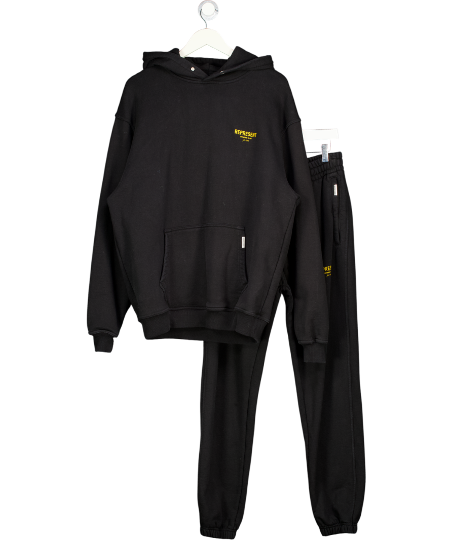 REPRESENT 2-piece Black / Orange Owners Club Logo Hoodie (m)  And Joggers Set UK M/L