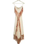 Paco Rabanne Cream Fringed Asymmetric Midi Dress Fr34 UK 6