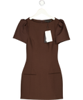 ZARA Chocolate Brown Short Dress With Pleats And Pockets UK XS