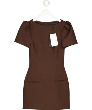 ZARA Chocolate Brown Short Dress With Pleats And Pockets UK XS