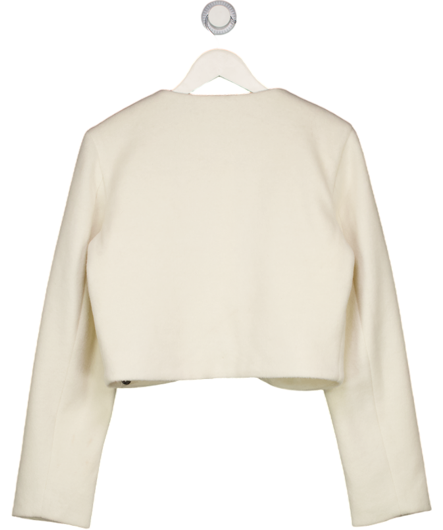 4TH & RECKLESS Mable Cream Wool Contrast Pocket Cropped Jacket UK 10