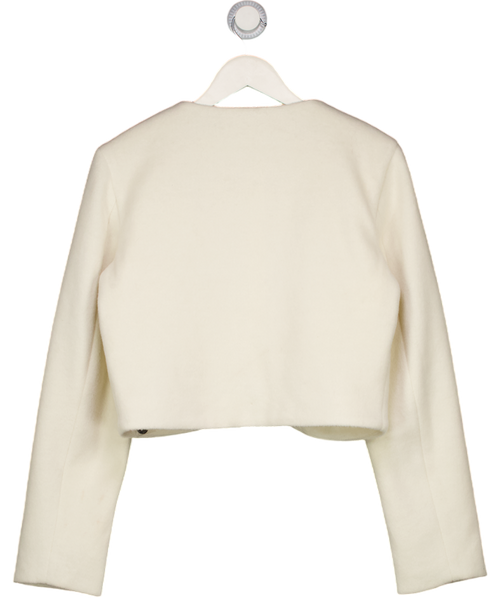 4TH & RECKLESS Mable Cream Wool Contrast Pocket Cropped Jacket UK 10