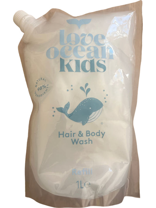 Love Ocean Kids Hair & Body Wash Refill Pouch 1L