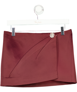 MURCI Burgundy Red Embellished Rhone Satin Wrap Mini Skirt UK 8