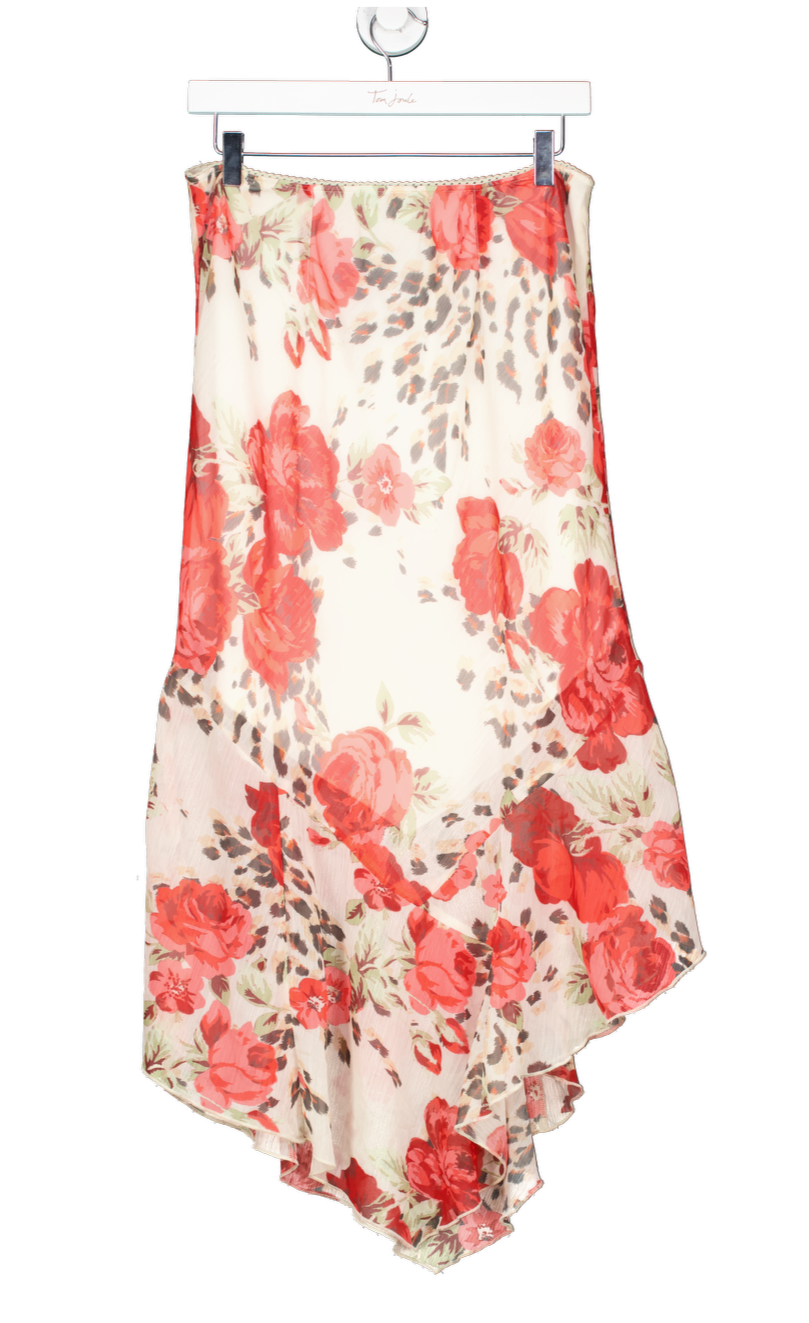 Urban Outfitters Cream Flower Print Chiffon Midi Skirt UK M