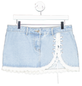 edikted Blue Eyelet Lace Up Denim Mini Skirt UK M