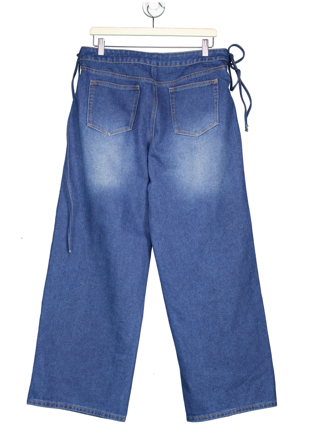 edikted Blue Katt Lace Up Baggy Jeans UK L