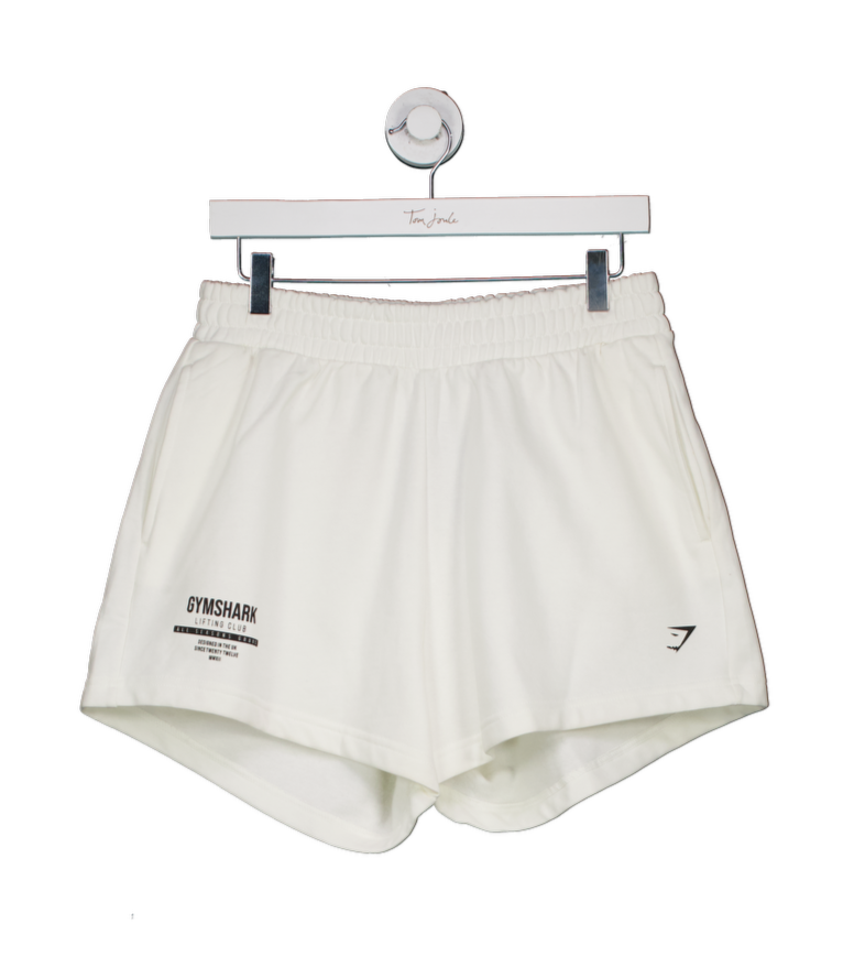 gymshark White Care Label Graphic Brushed Shorts UK M