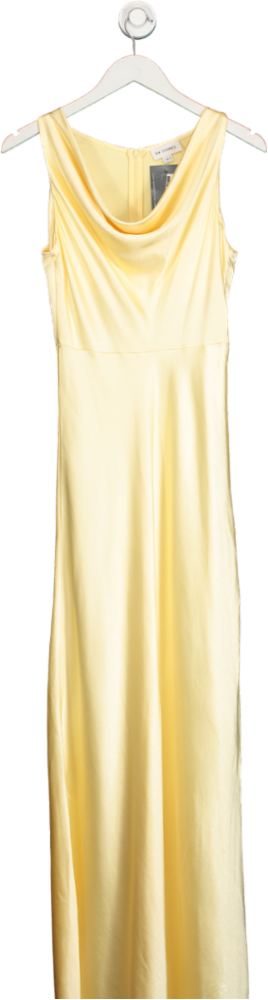 six stories Yellow Myah Cowl Front Satin Bridesmaid Dress - Butter Lemon UK 8