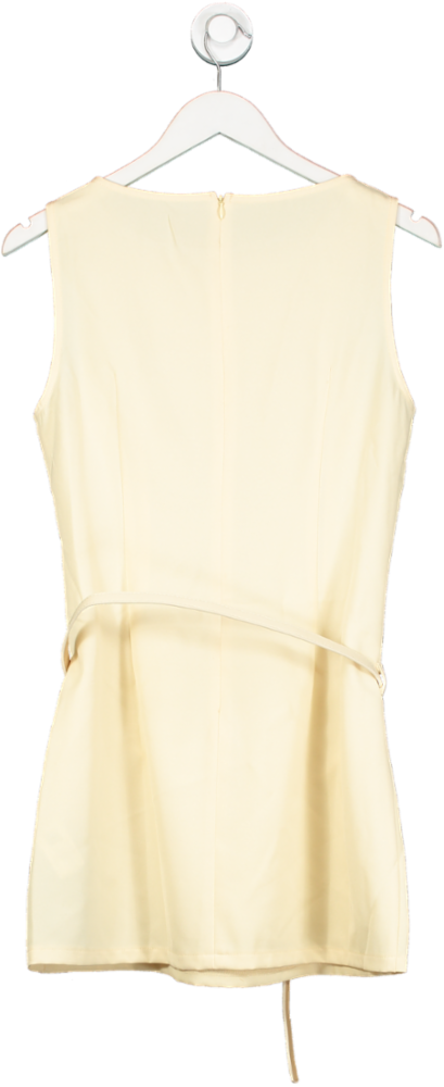 Cider Yellow Woven Boat Neck Mini Dress With Belt UK M