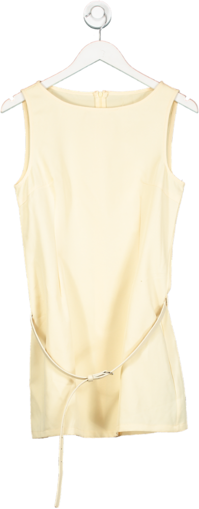 Cider Yellow Woven Boat Neck Mini Dress With Belt UK M