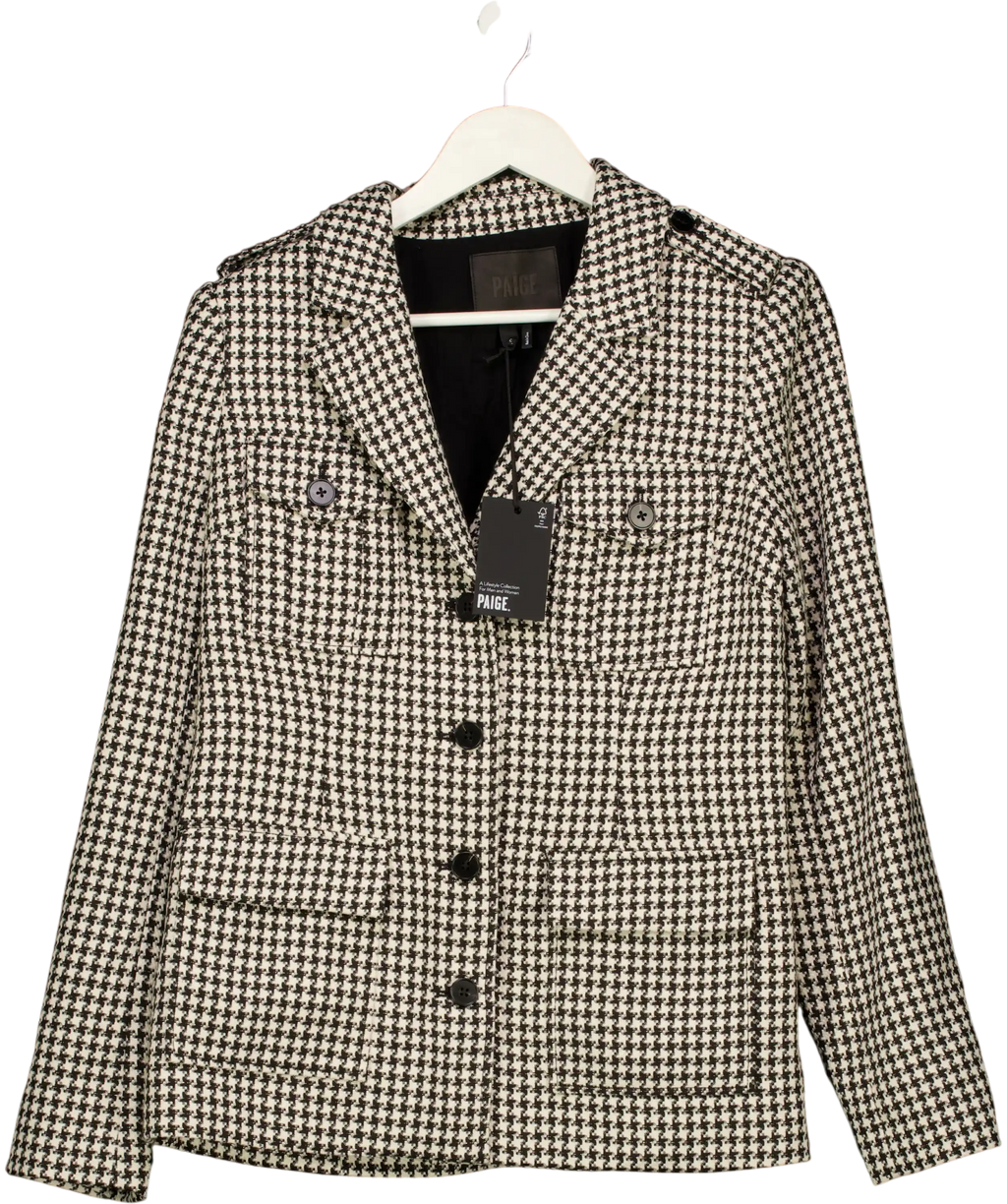 PAIGE Skyler Houndstooth Jacket Black White UK S