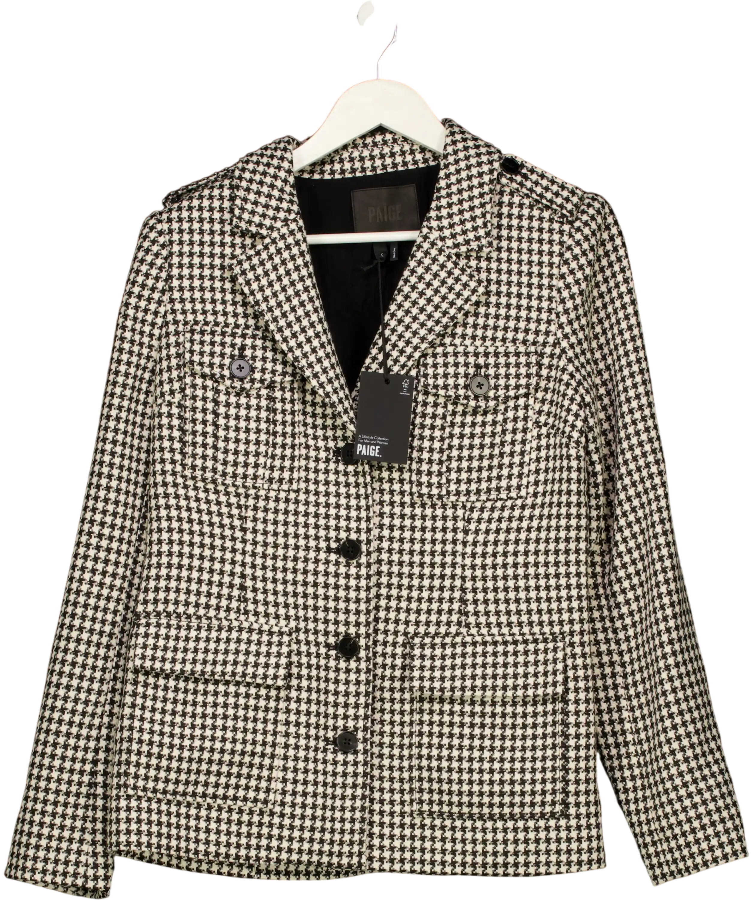 PAIGE Skyler Houndstooth Jacket Black White UK S