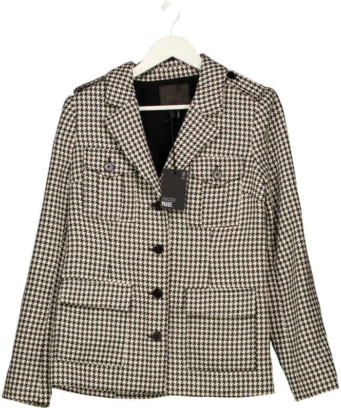 PAIGE Skyler Houndstooth Jacket Black White UK S