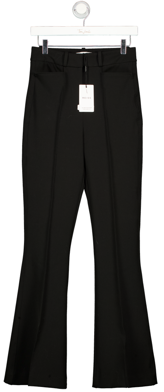 REISS Flared High Rise Trousers In Black UK 8