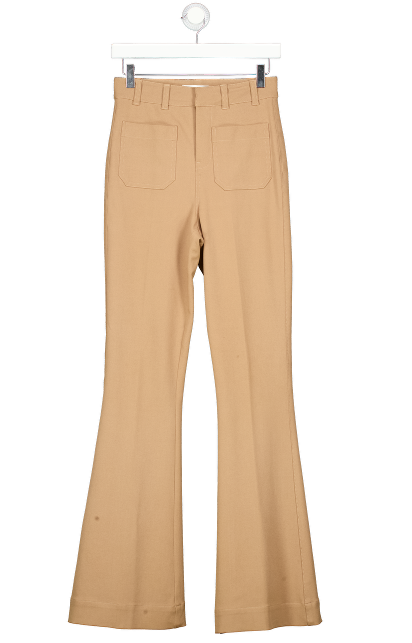 REISS Sian Camel Beige High Waisted Skinny Flare Trouser UK 6