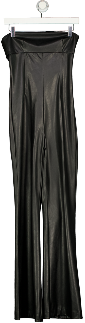 ZARA Black Faux Leather Bandeau Jumpsuit UK S