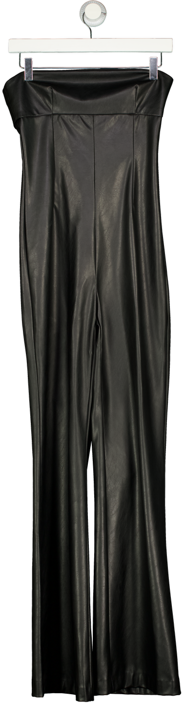 ZARA Black Faux Leather Bandeau Jumpsuit UK S
