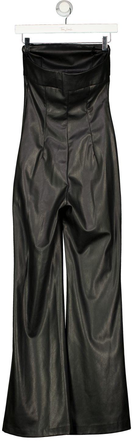 ZARA Black Faux Leather Bandeau Jumpsuit UK S