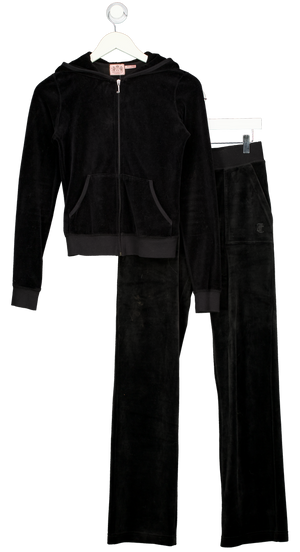 JUICY COUTURE 2-piece Black Velour Tracksuit Set UK S