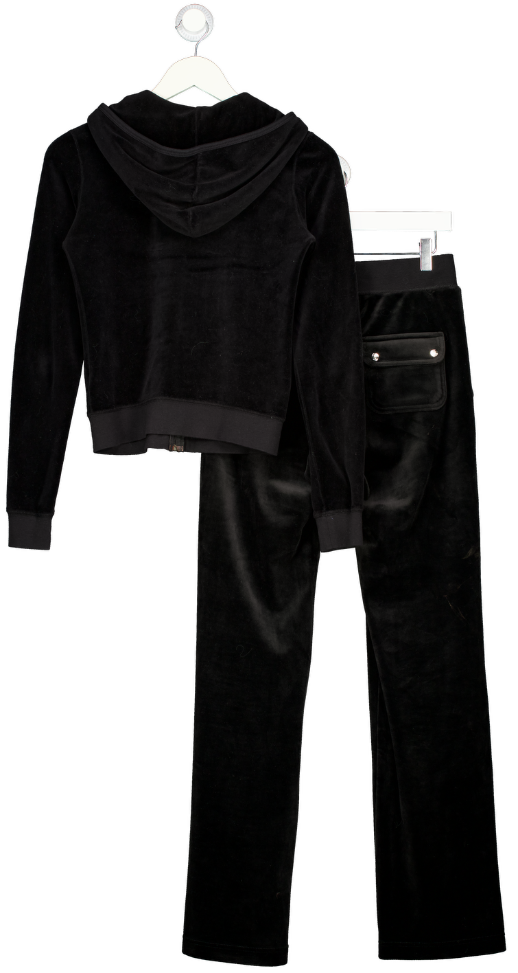 JUICY COUTURE 2-piece Black Velour Tracksuit Set UK S