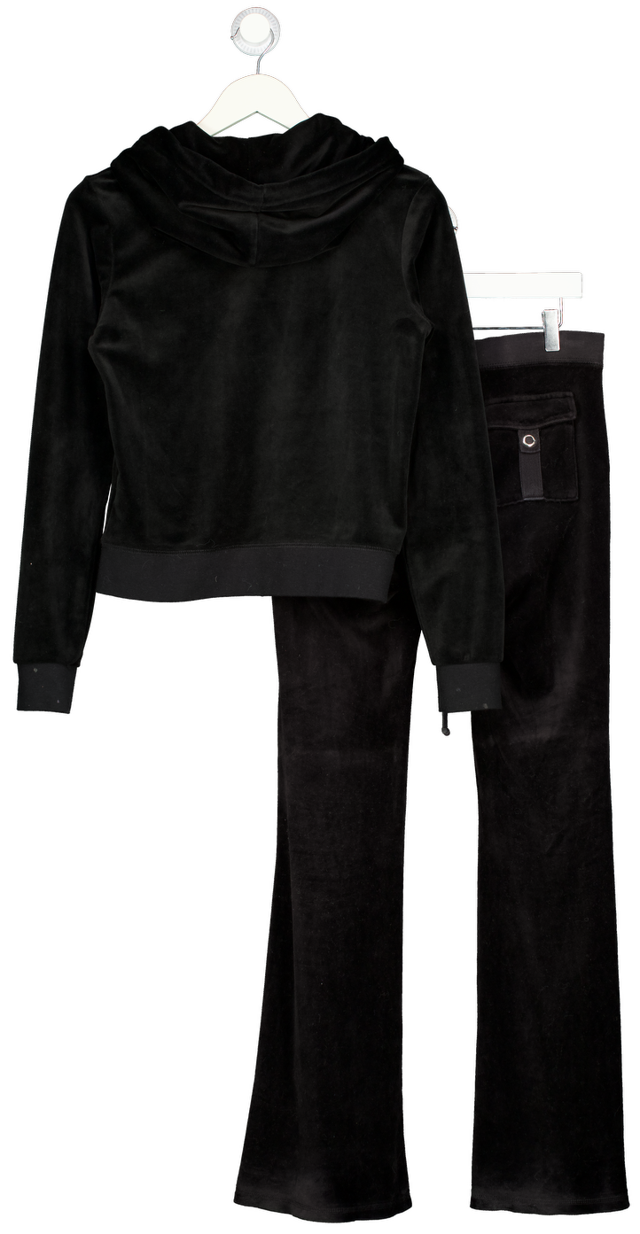 JUICY COUTURE 2-piece Black Embroidered Logo Velour Tracksuit Set UK S