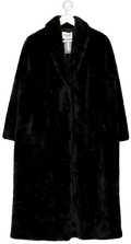 DE SAVARY LONDON Black Maxi Faux Fur Coat UK S