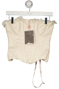 HOUSE OF CB Cream Idella Lace-trim Stretch-satin Corset Top UK S