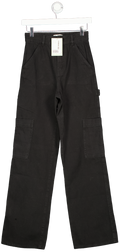 H&M Black Wash High Waist Straight Leg Cargo Jeans UK 4