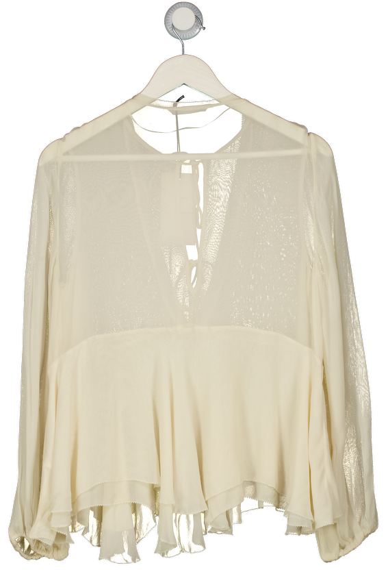 ZARA Cream Zw Collection Ruffled Blouse UK XS